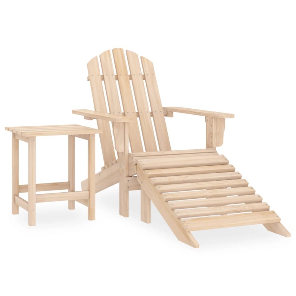 Silla Adirondack de jardín con otomana y mesa macizo abeto