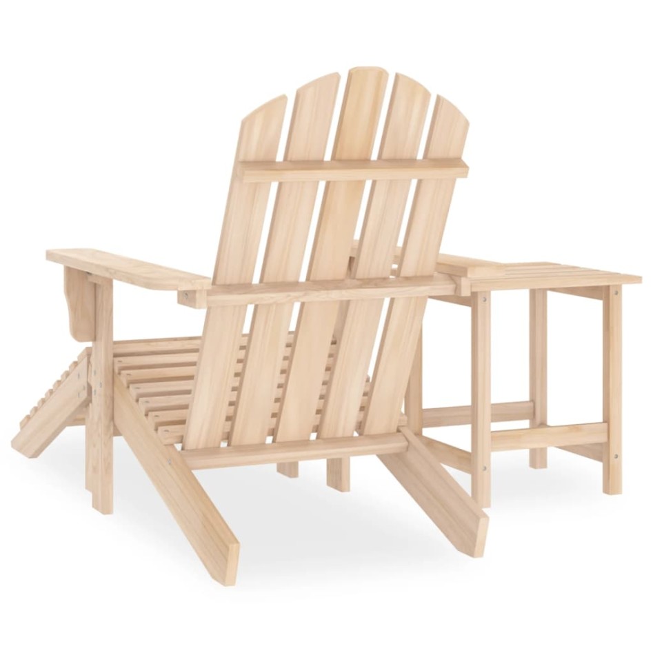 Silla Adirondack de jardín con otomana y mesa macizo abeto