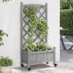 Jardinera con enrejado y ruedas madera maciza de abeto gris
