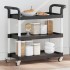 Carrito de 3 niveles aluminio negro 77x34x72
