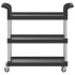 Carrito de 3 niveles aluminio negro 77x34x72