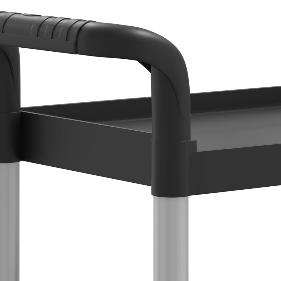 Carrito de 3 niveles aluminio negro 77x34x72