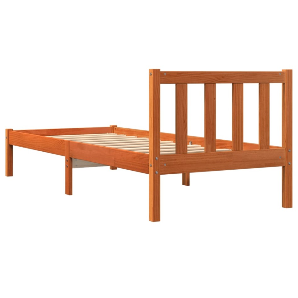 Estructura de cama sin colchón madera maciza marrón 75x190