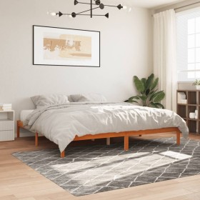 Cama sin colchón madera maciza de pino marrón cera 200x200