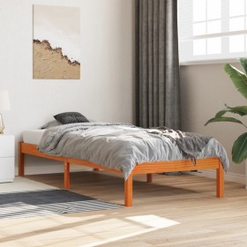 Estructura de cama sin colchón madera de pino marrón 90x200