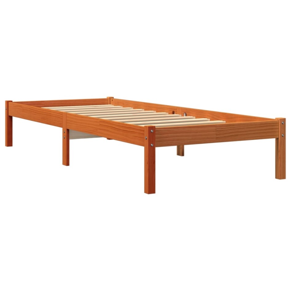 Estructura de cama sin colchón madera maciza marrón 90x190