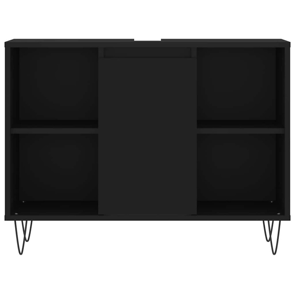 Mueble de baño madera de ingeniería negro 80x33x60