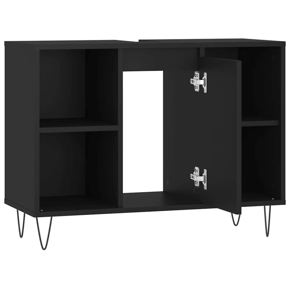 Mueble de baño madera de ingeniería negro 80x33x60