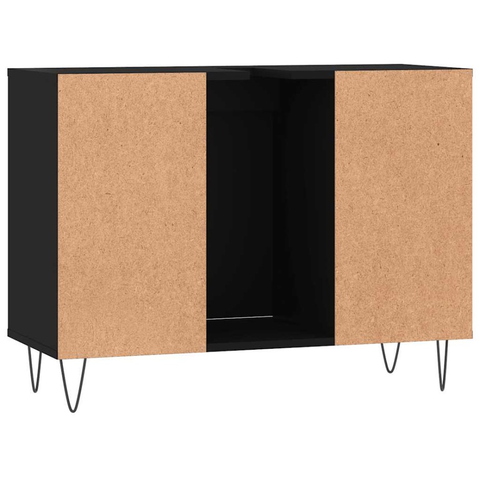 Mueble de baño madera de ingeniería negro 80x33x60