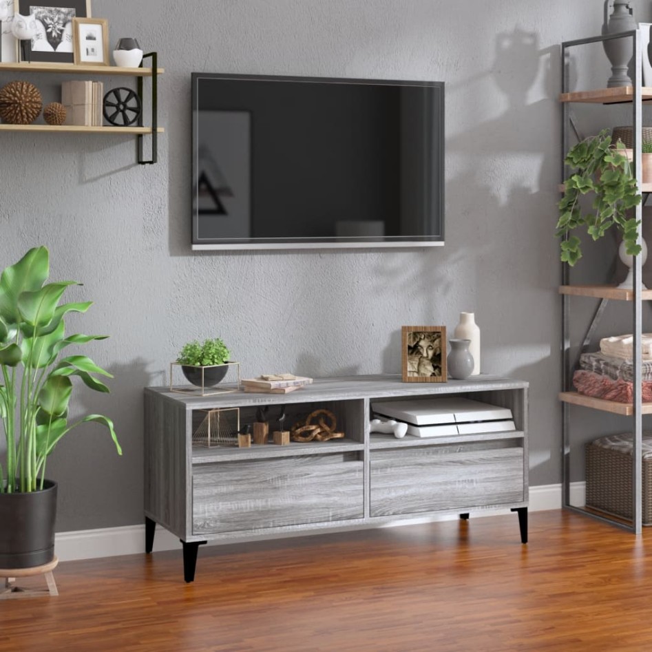 Mueble de TV madera contrachapada gris Sonoma 100x34,5x44,5