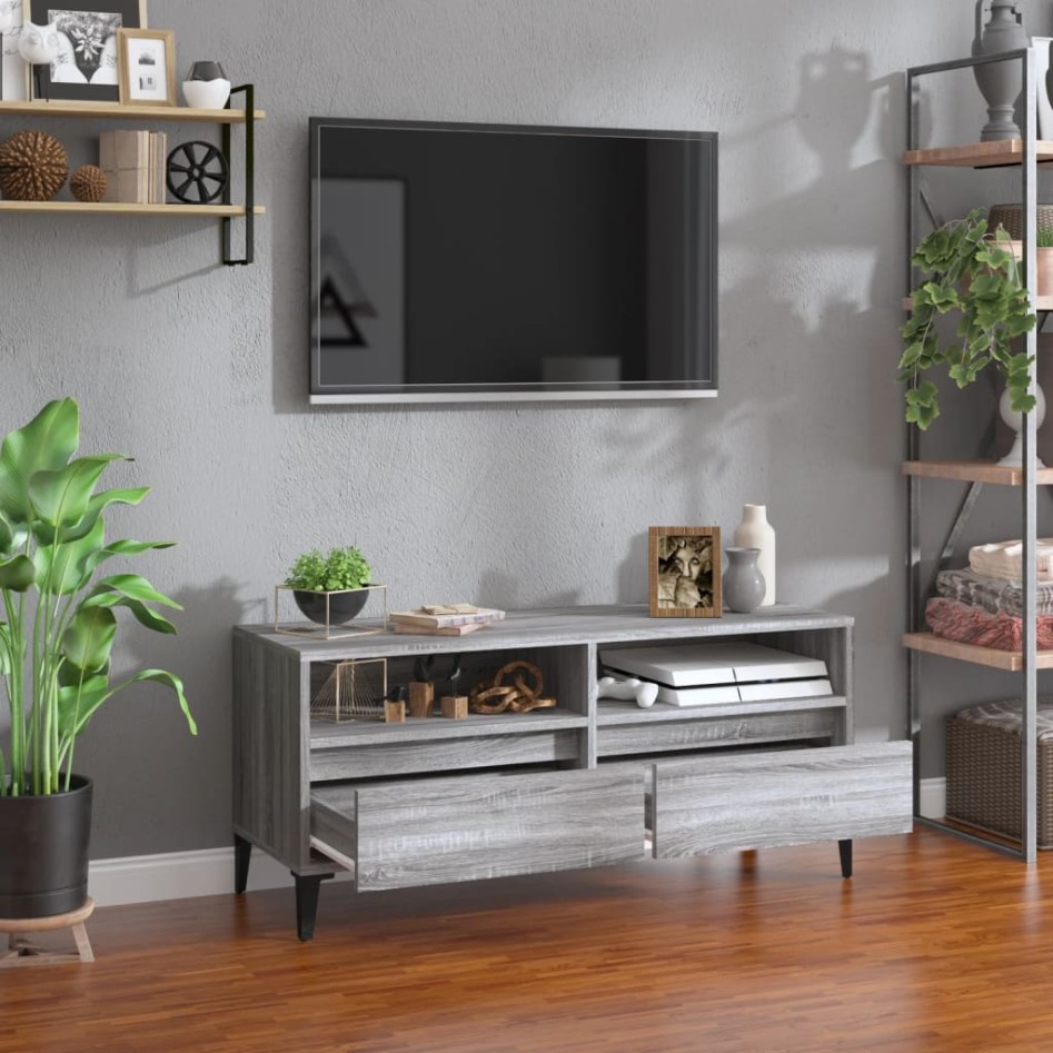 Mueble de TV madera contrachapada gris Sonoma 100x34,5x44,5