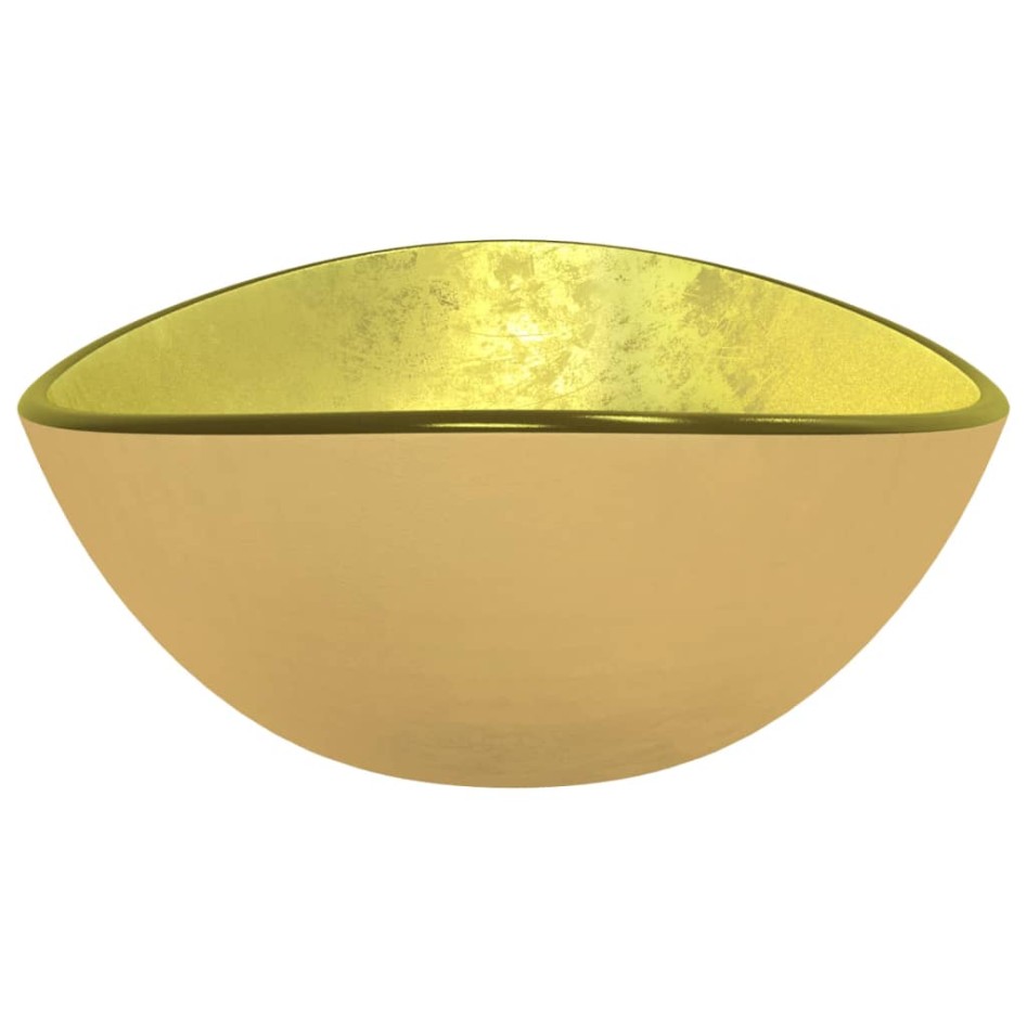 Lavabo de vidrio templado dorado 54,5x35x15,5