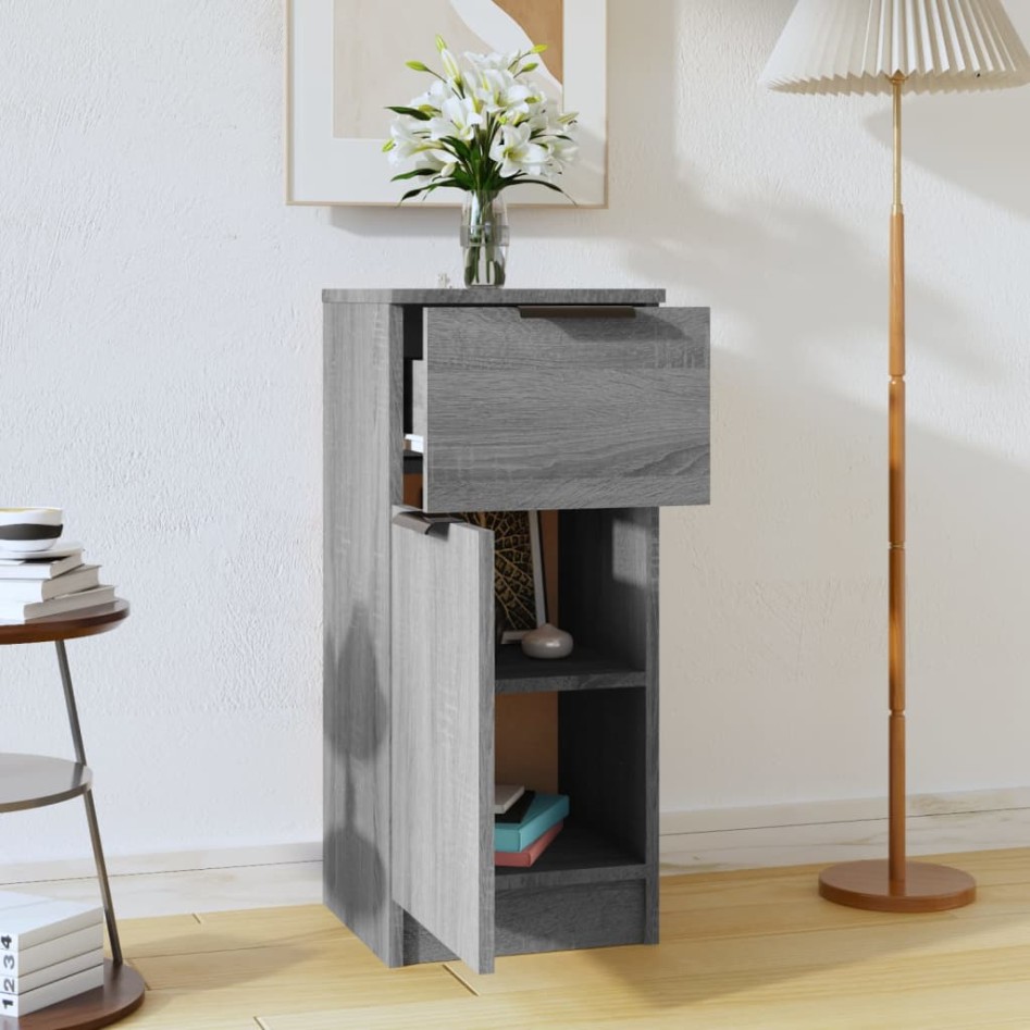 Aparador de madera contrachapada gris Sonoma 30x30x70