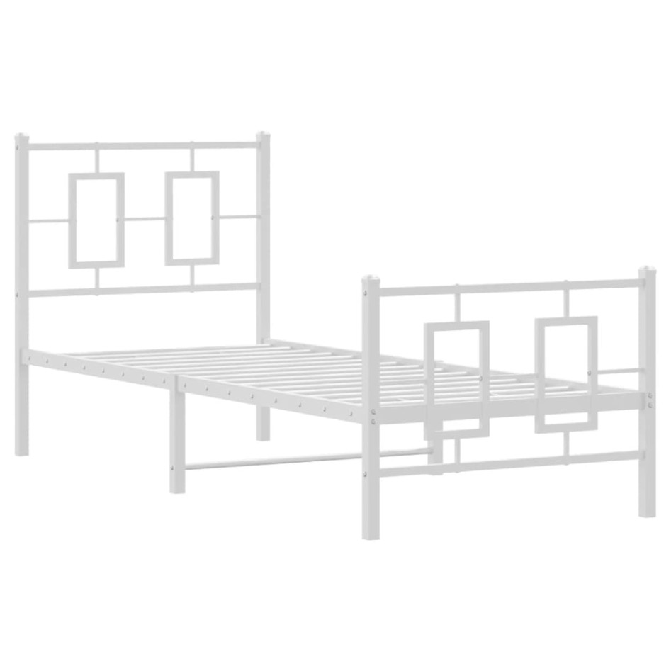 Estructura cama sin colchón con estribo metal blanco 75x190