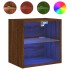 Mesitas de noche de pared con luces LED 2 unidades roble