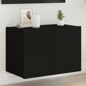 Mueble de TV de pared con luces LED negro 60x35x41