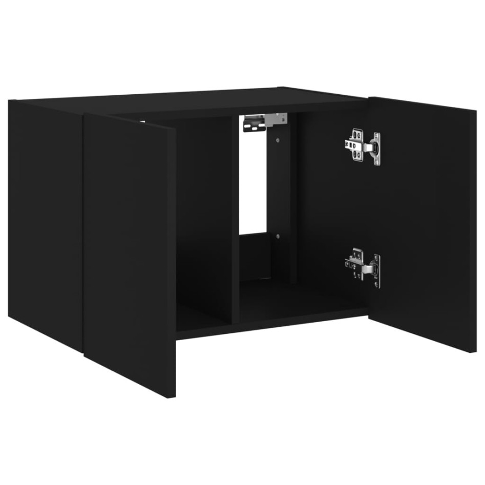 Mueble de TV de pared con luces LED negro 60x35x41