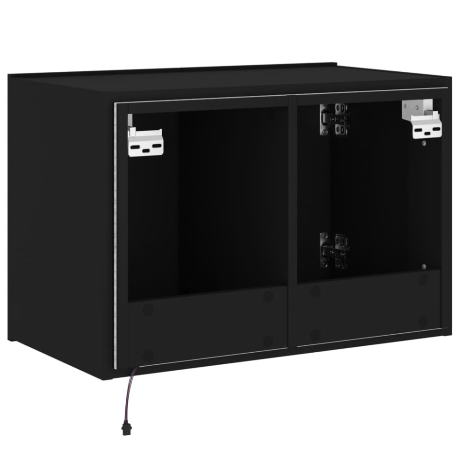 Mueble de TV de pared con luces LED negro 60x35x41