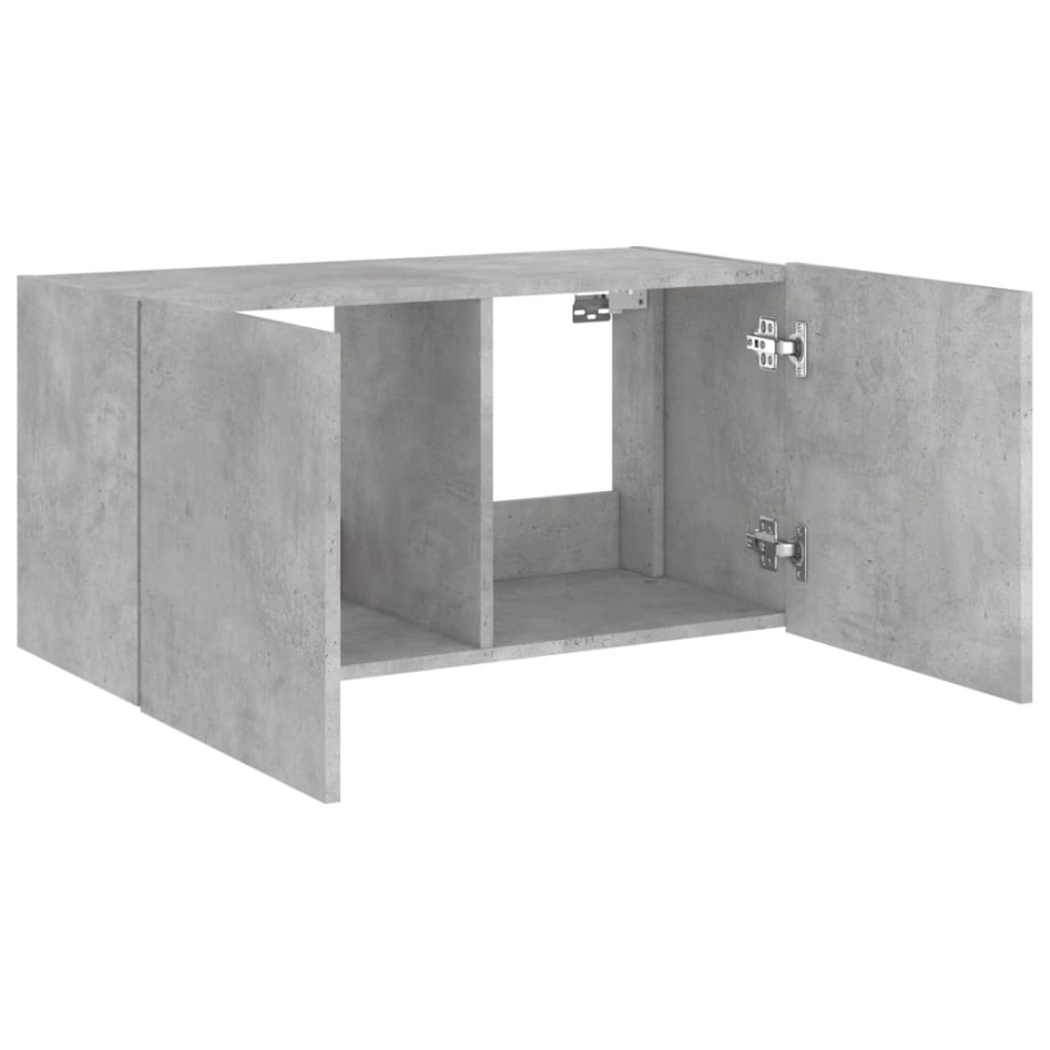 Mueble de TV de pared con luces LED gris hormigón 80x35x41