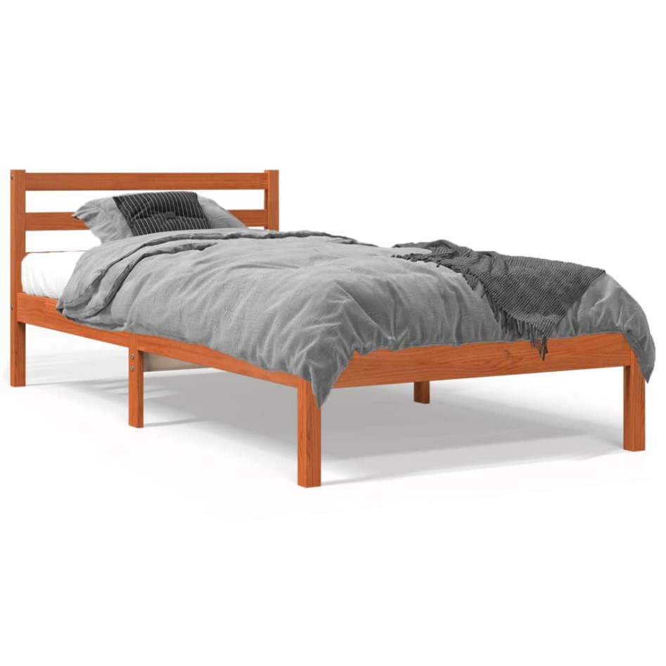 Estructura de cama sin colchón madera maciza marrón 90x190