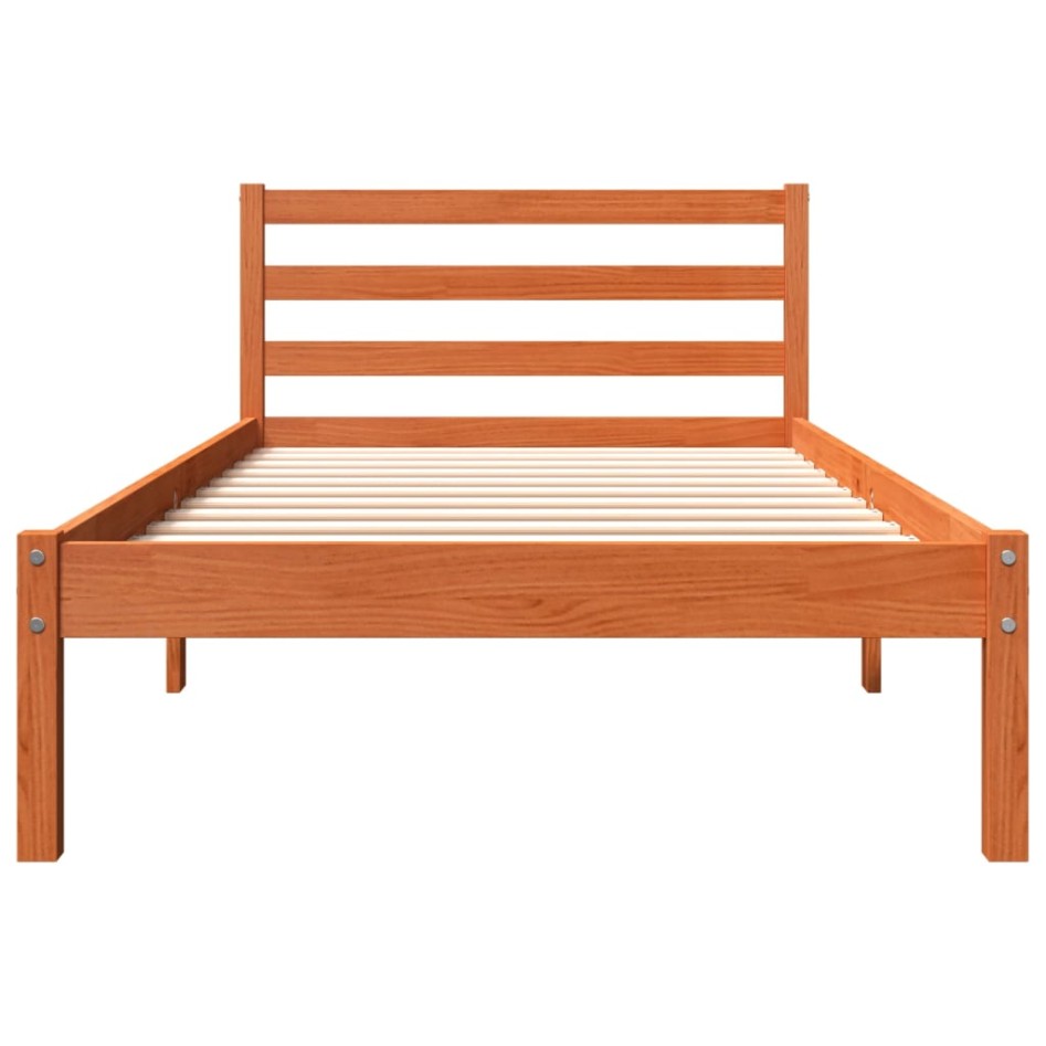 Estructura de cama sin colchón madera maciza marrón 90x190