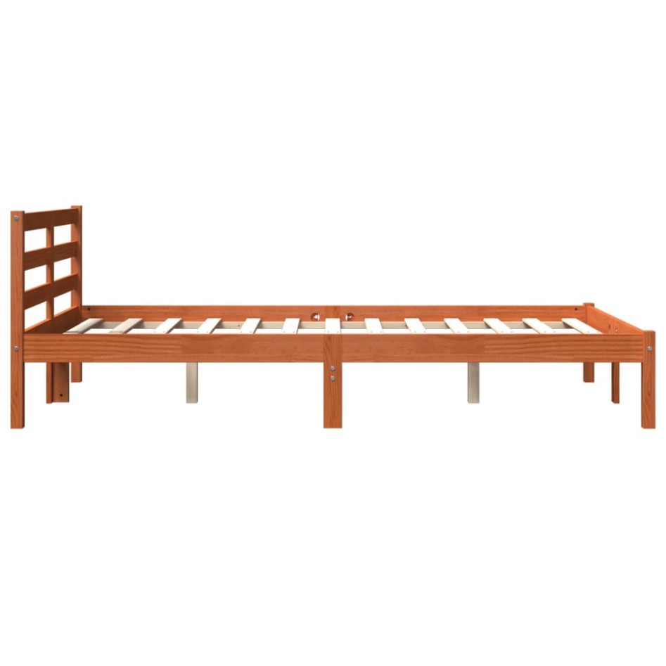 Cama sin colchón madera maciza de pino marrón cera 120x200