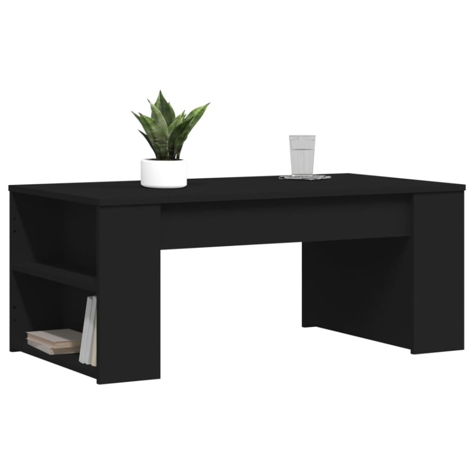 Mesa de centro madera de ingeniería negra 102x55x42