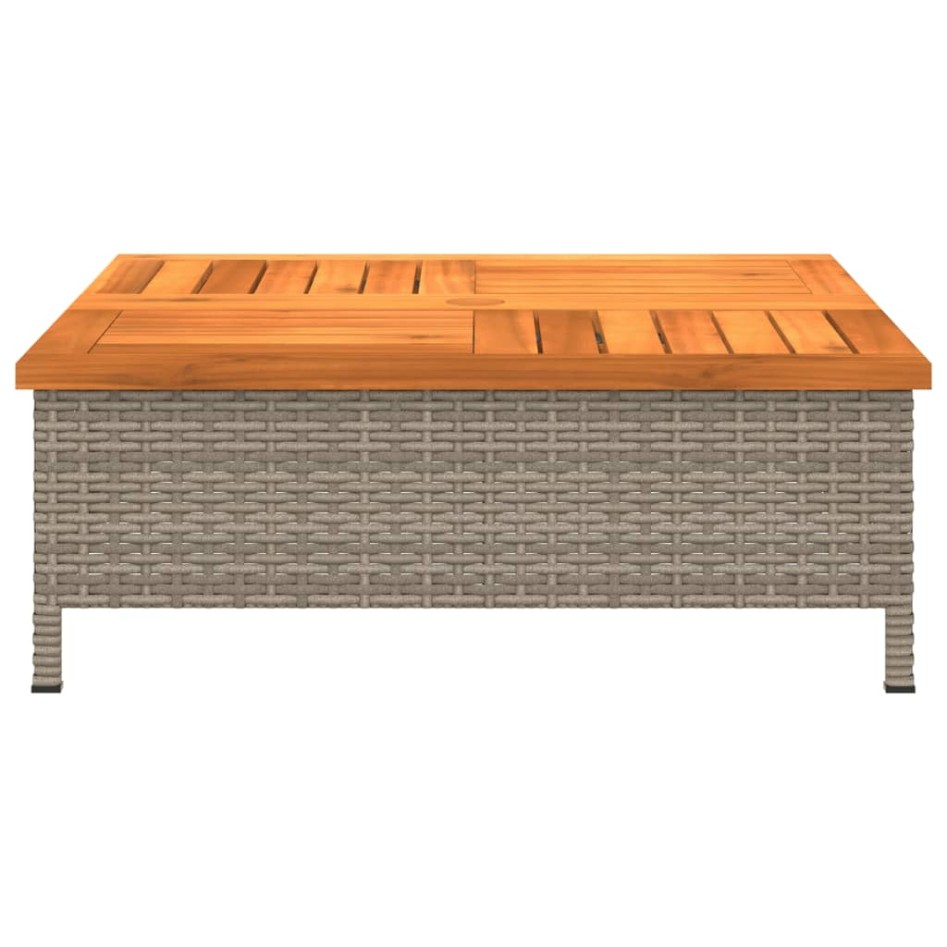 Mesa de jardín ratán y madera de acacia gris 70x70x25