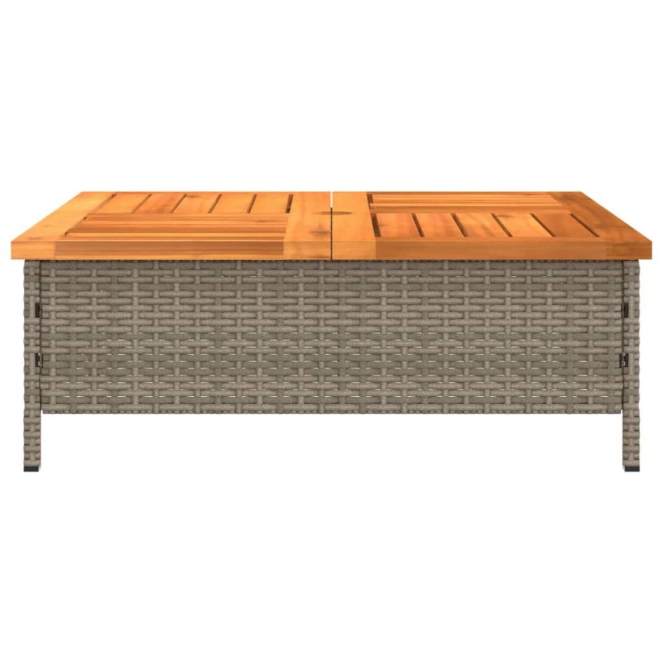Mesa de jardín ratán y madera de acacia gris 70x70x25