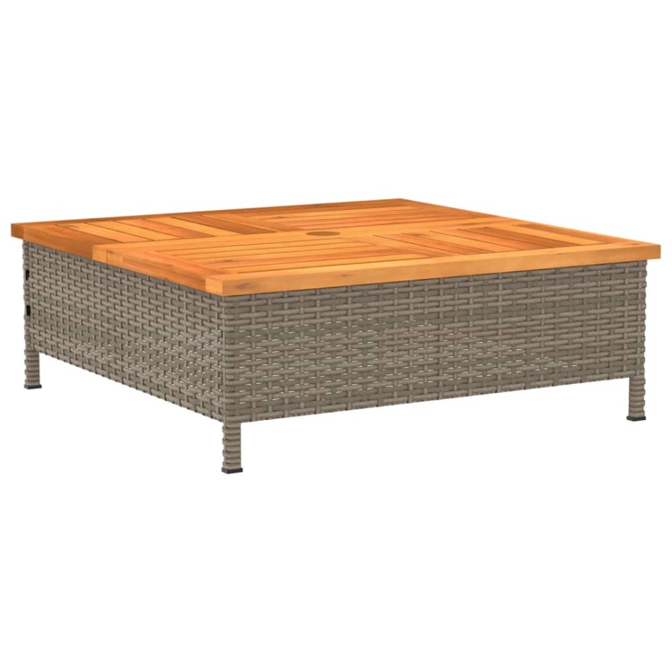Mesa de jardín ratán y madera de acacia gris 70x70x25