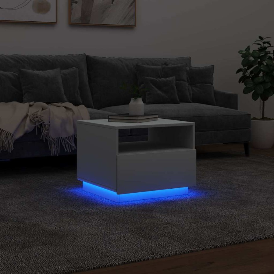 Mesa de centro con luces LED blanco 50x49x40