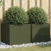 Jardineras 2 unidades acero verde oliva 49x47x46 cm
