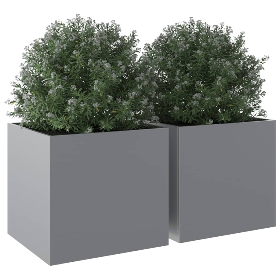 Jardineras 2 unidades acero galvanizado plateado 49x47x46
