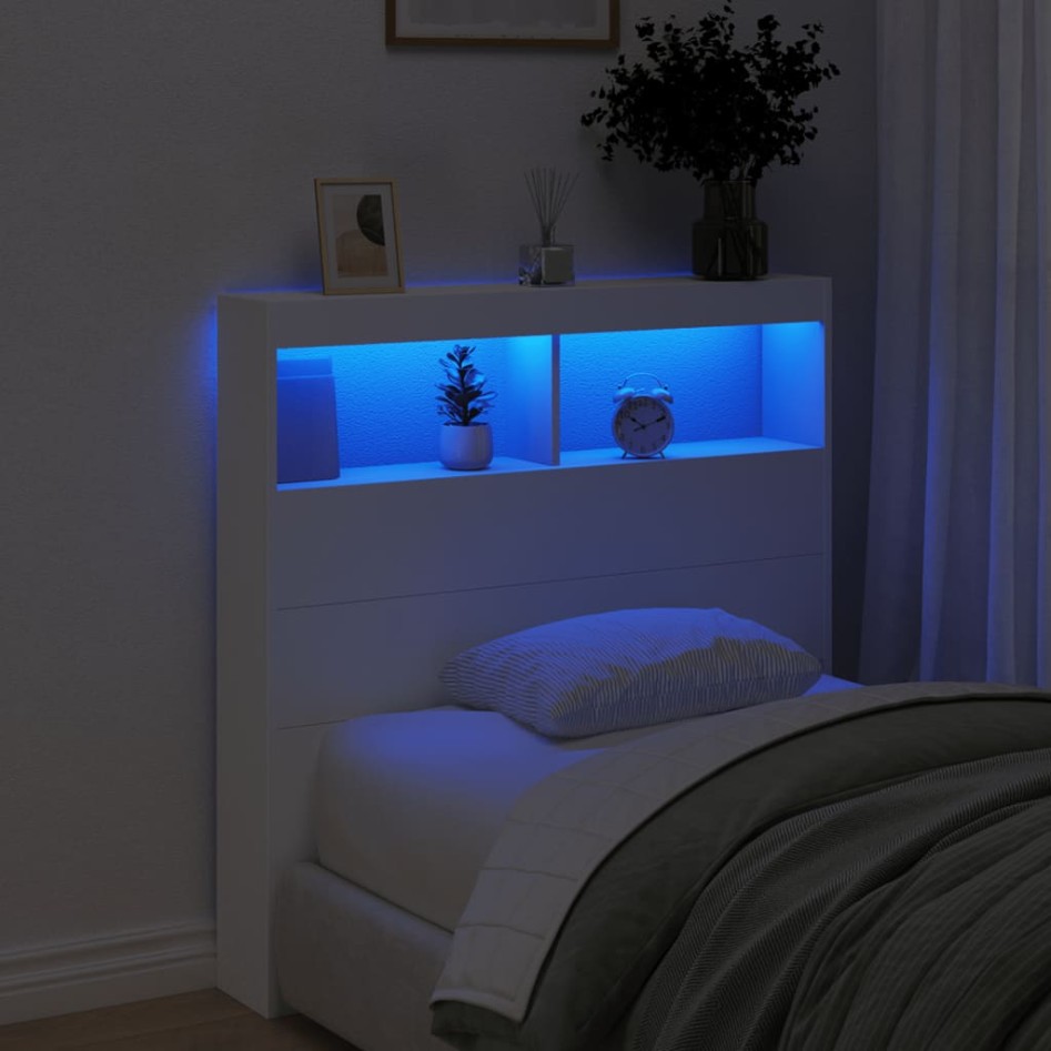 Cabecero de cama con LED blanco 100x17x102