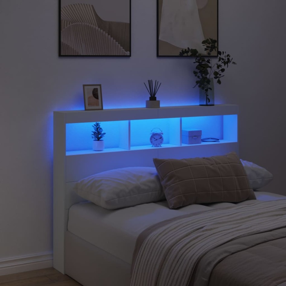 Cabecero de cama con LED blanco 140x17x102