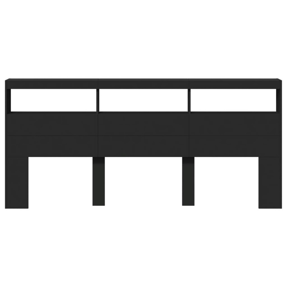 Cabecero de cama con LED negro 220x17x102