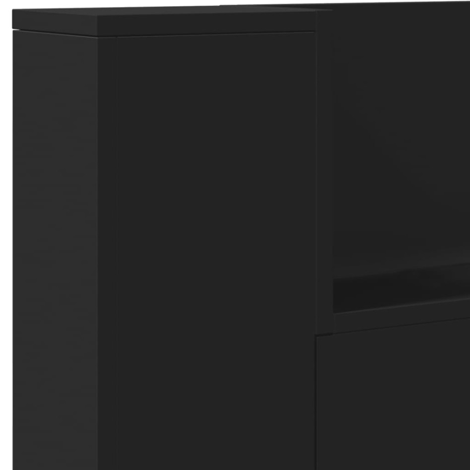 Cabecero de cama con LED negro 200x16,5x103,5