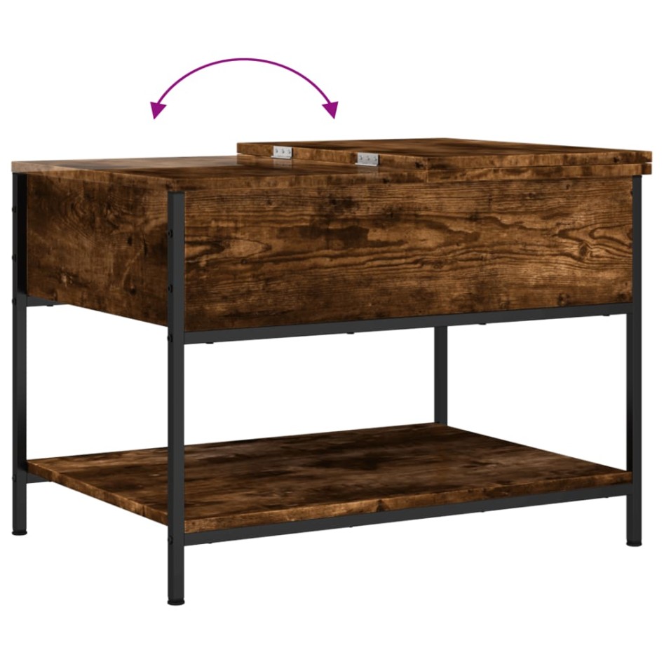 Mesa de centro madera ingeniería metal roble humo 70x50x50