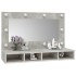 Mueble con espejo y luces LED gris hormigón 90x31,5x62
