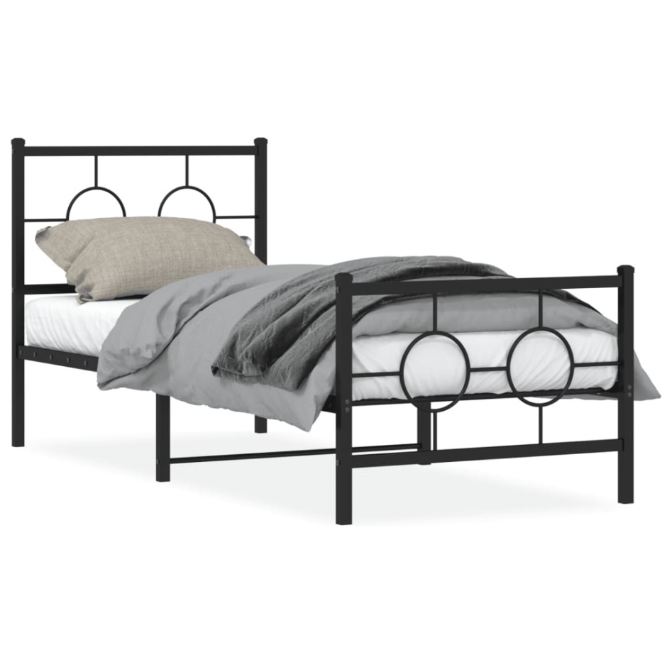 Estructura cama sin colchón con estribo metal negro 80x200