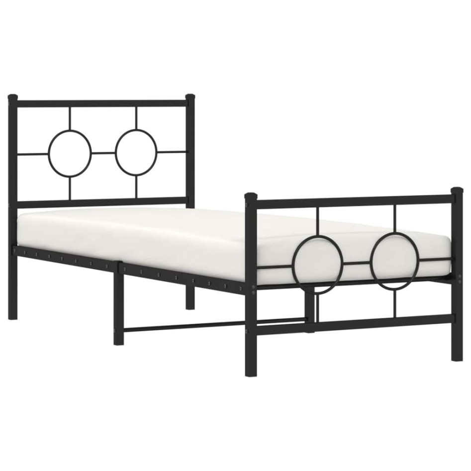 Estructura cama sin colchón con estribo metal negro 80x200