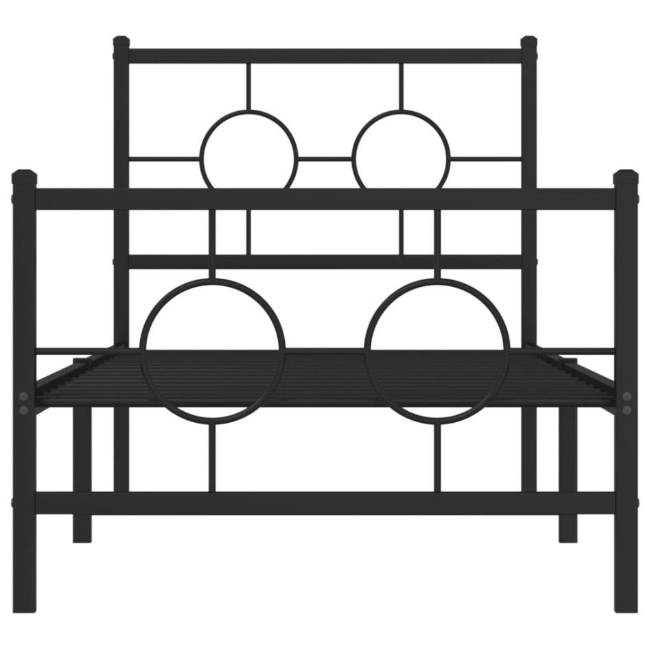 Estructura cama sin colchón con estribo metal negro 80x200