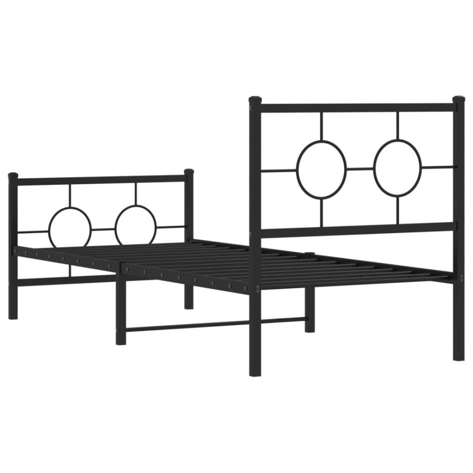 Estructura cama sin colchón con estribo metal negro 80x200