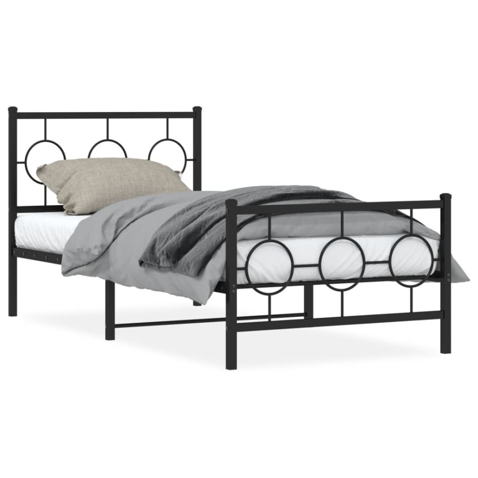 Estructura cama sin colchón con estribo metal negro 90x200