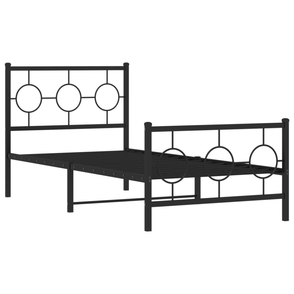 Estructura cama sin colchón con estribo metal negro 90x200