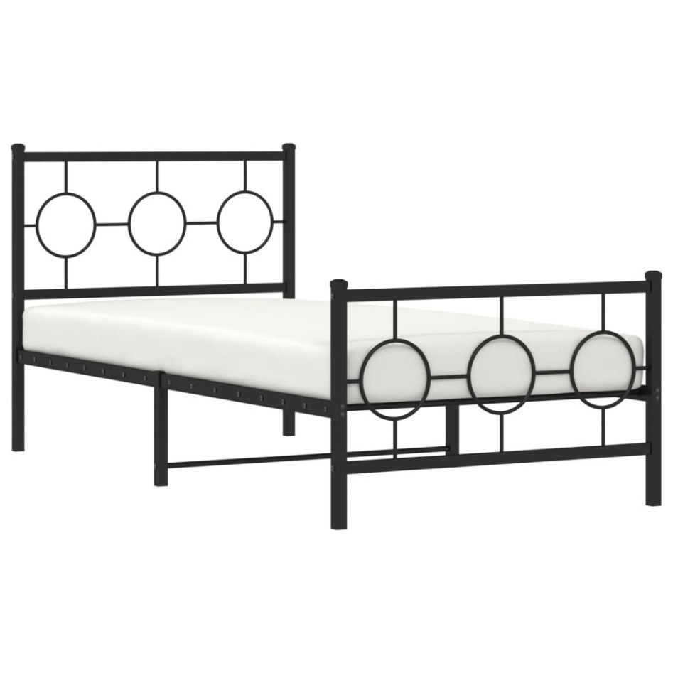 Estructura cama sin colchón con estribo metal negro 90x200
