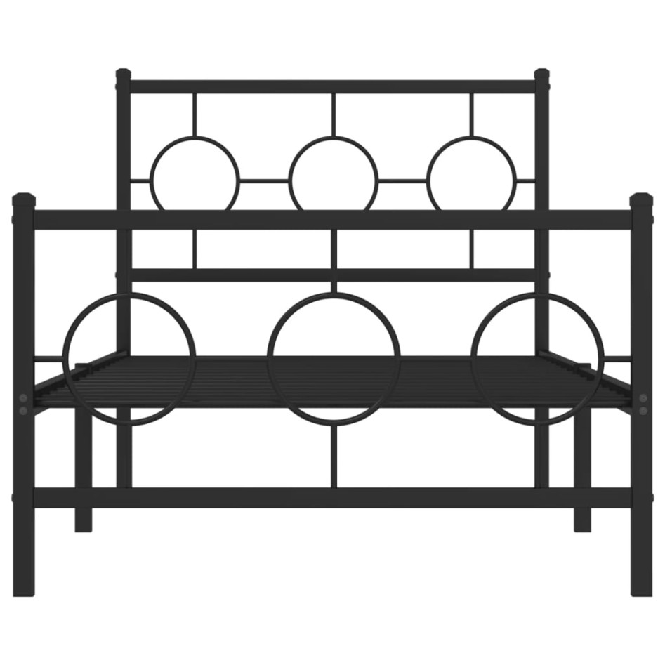 Estructura cama sin colchón con estribo metal negro 90x200