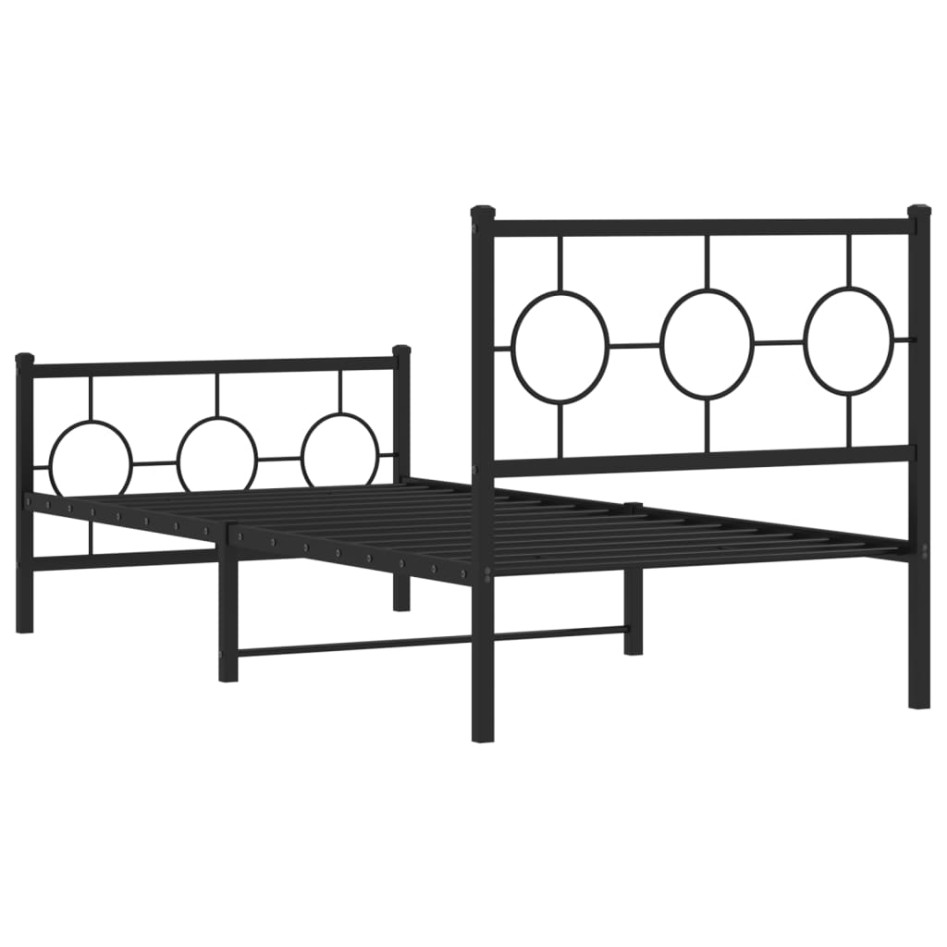 Estructura cama sin colchón con estribo metal negro 90x200