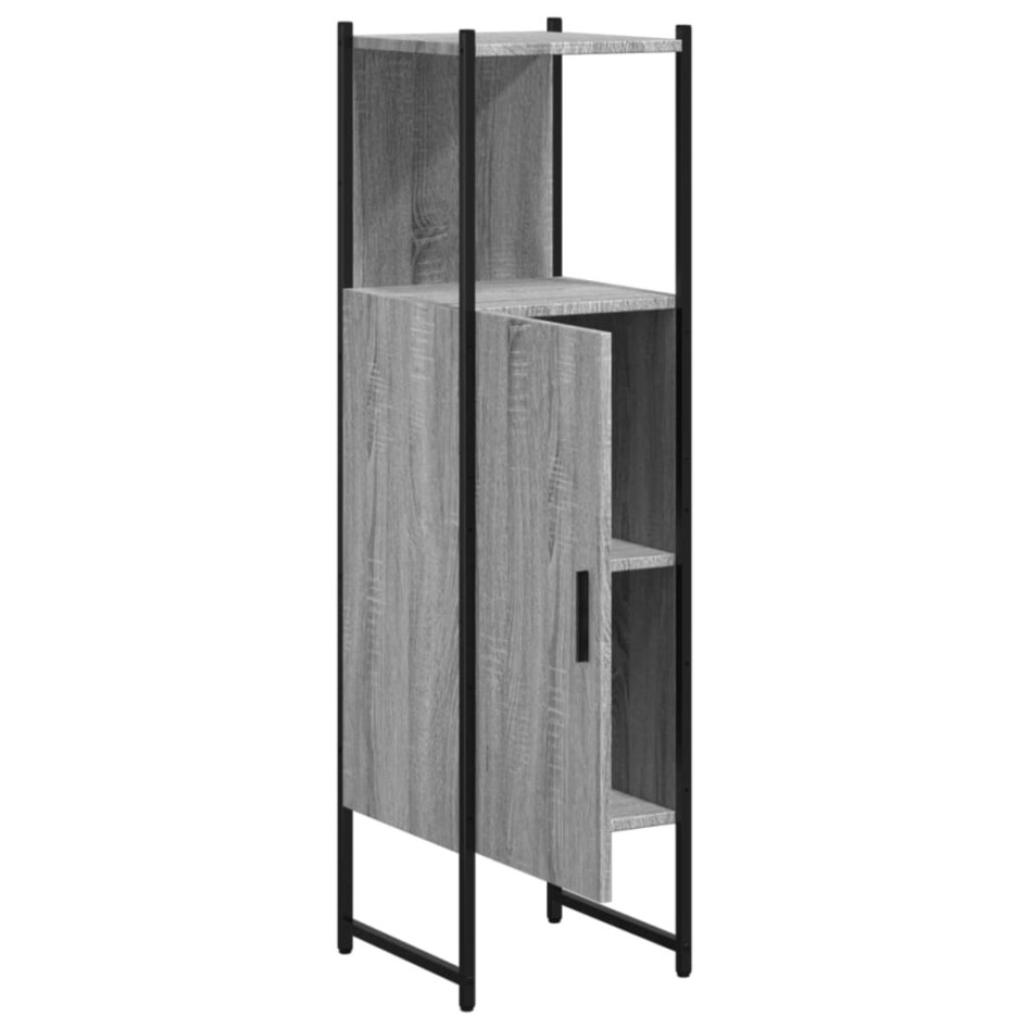 Armario de baño madera de ingeniería gris Sonoma 33x33x120,5