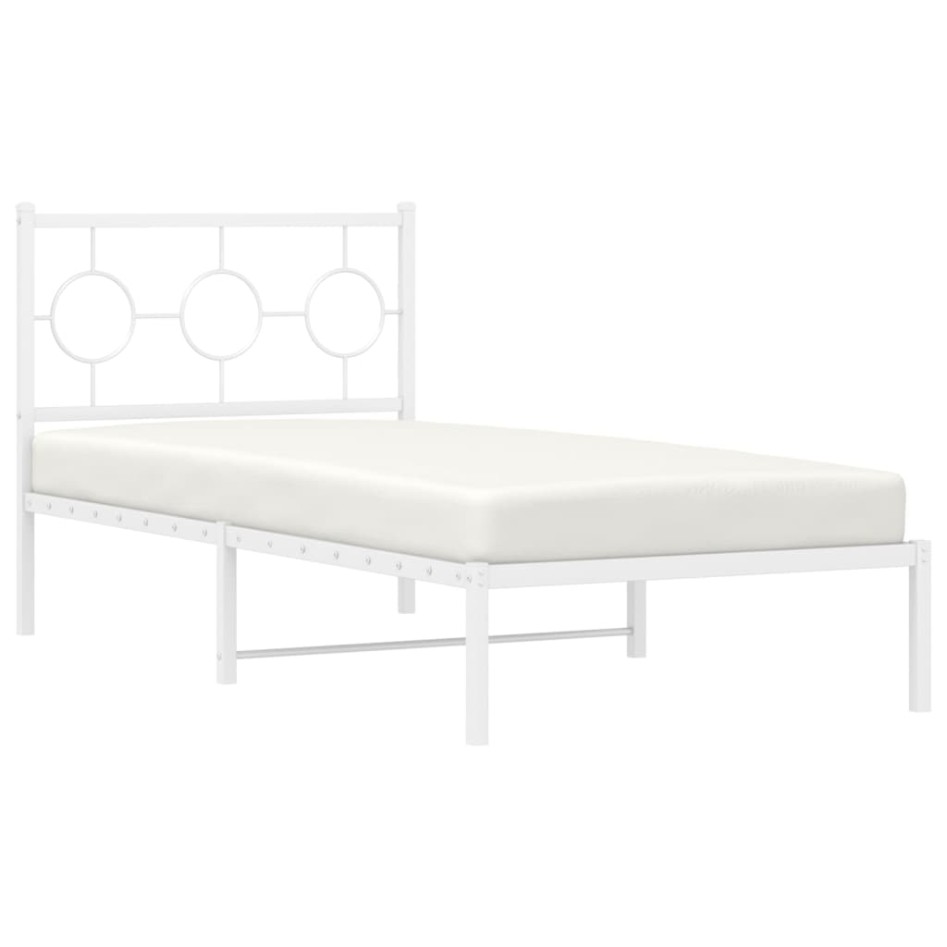 Estructura cama sin colchón con cabecero metal blanco 90x200